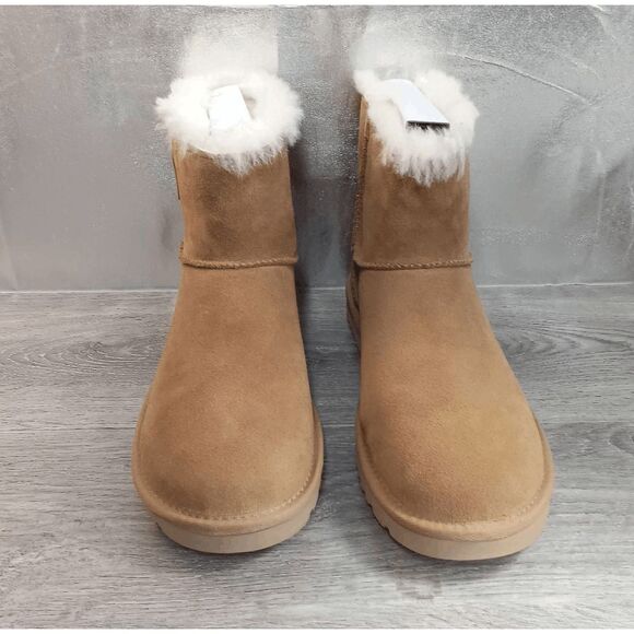 UGG Women's Mini Bailey Logo Strap Boots - Chestnut 11 - Picture 3 of 6